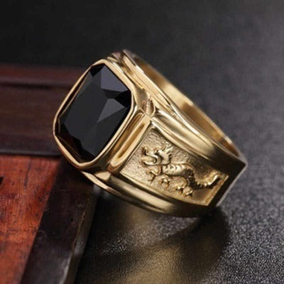 Anillo Ónix de Lujo 24K + Caja de lujo – Elegancia y Defensa Espiritual🔥