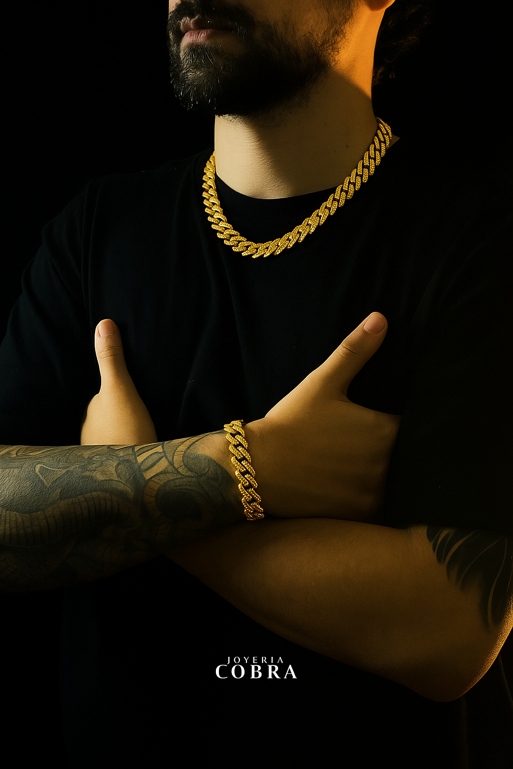 Combo Real Cubano: Cadena y Pulsera Eslabón Recto 18K Gold + regalo obsequio🔥