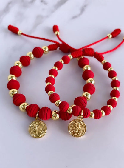 ✨ “Pulseras de San Benito en Oro 18k – Protección de Fe contra las malas energías para tu relación 2X1” ✨