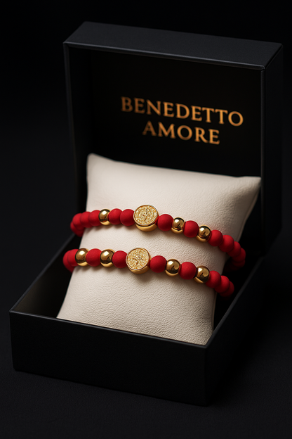 ✨ “Pulseras de San Benito en Oro 18k – Protección de Fe contra las malas energías para tu relación 2X1” ✨