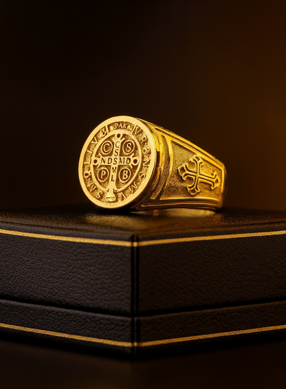 Anillo de Protección Eterna 18K™ – San Benito 🔥