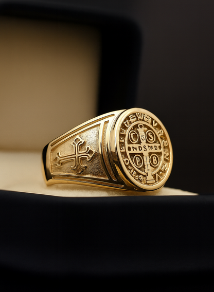 Anillo de Protección Eterna 18K™ – San Benito 🔥
