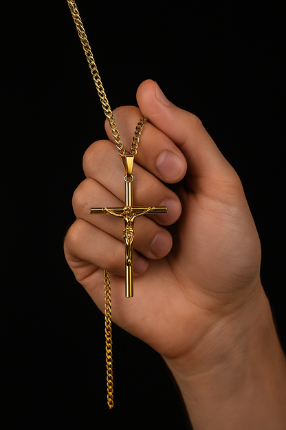 Combo bendito, cadena tejido chino + dije de cristo en oro laminado 18k 🙏🏻