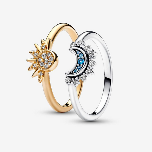 Anillo pandora union de amor SOL Y LUNA bañado en oro y plata ley 925 🧑🏻‍❤️‍💋‍👩🏻