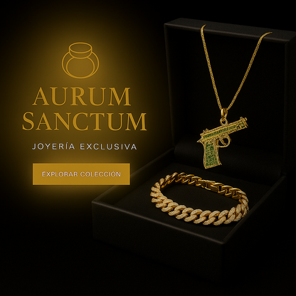 Combo Santuario – Pulsera Cubana & Cadena Pistola 18K 🔥